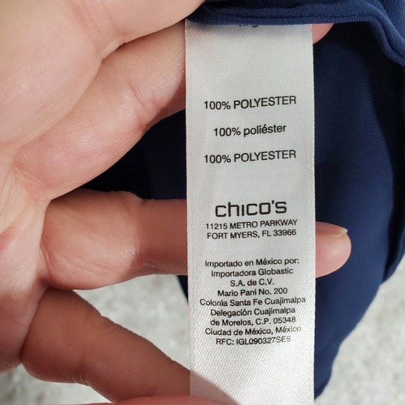 Chicos Women Grommet Sleeve Top Size 2 Petite US 12 Blue Office Event Blouse - Picture 7 of 13